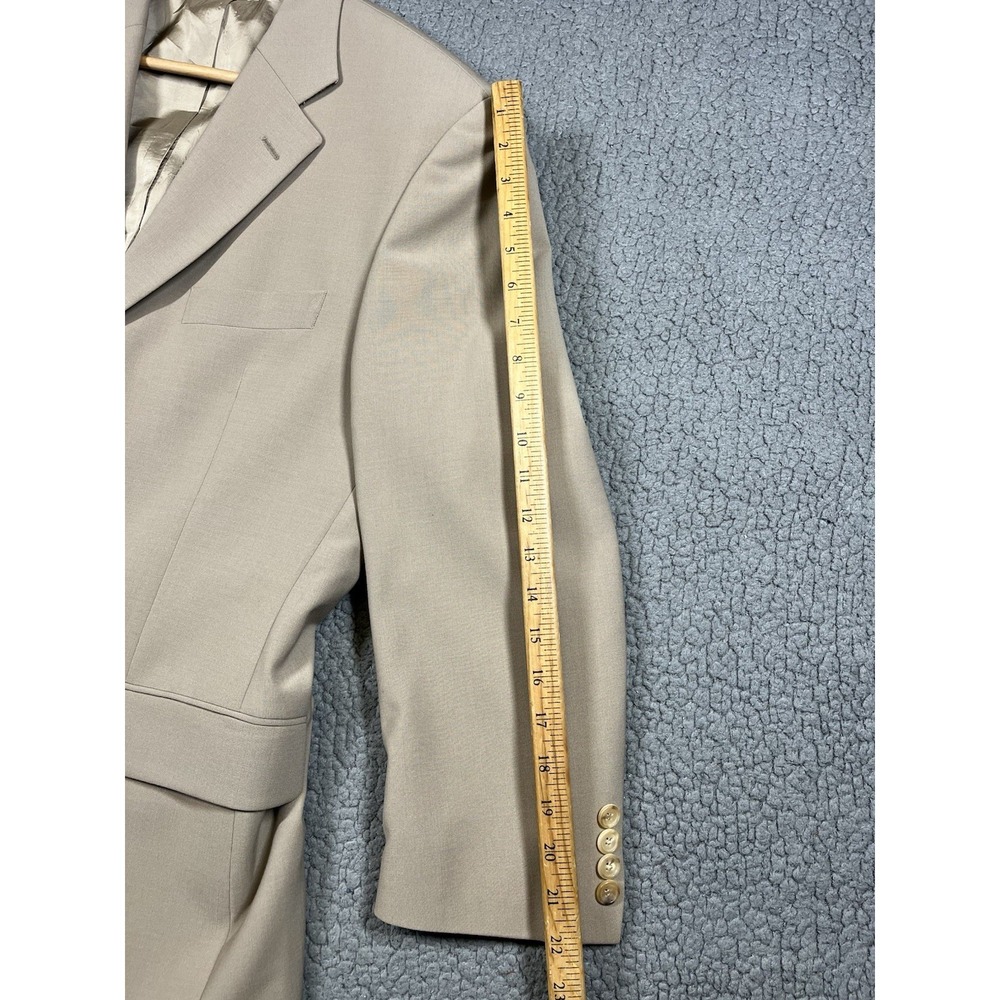 Hugo Boss Angelico Lucca Blazer‎ Suit Jacket Wool USA Mens Beige Size 42S - Picture 14 of 15